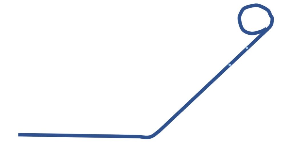 Diagram of angled pigtail catheter