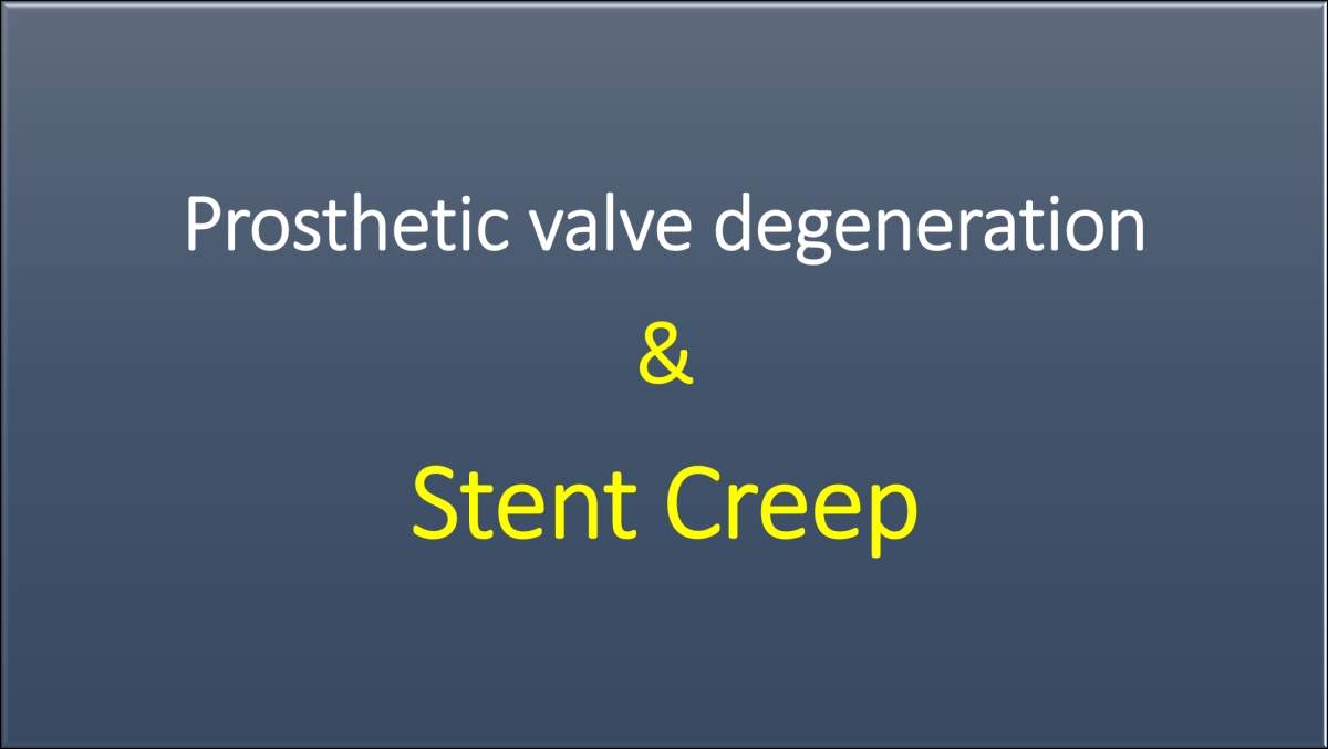 Prosthetic valve degeneration and stent creep (inward bending of struts)