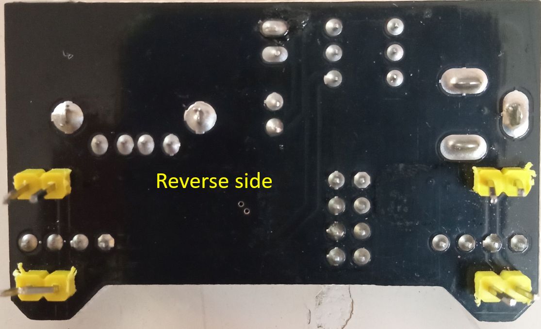 Reverse side of bread board power supply