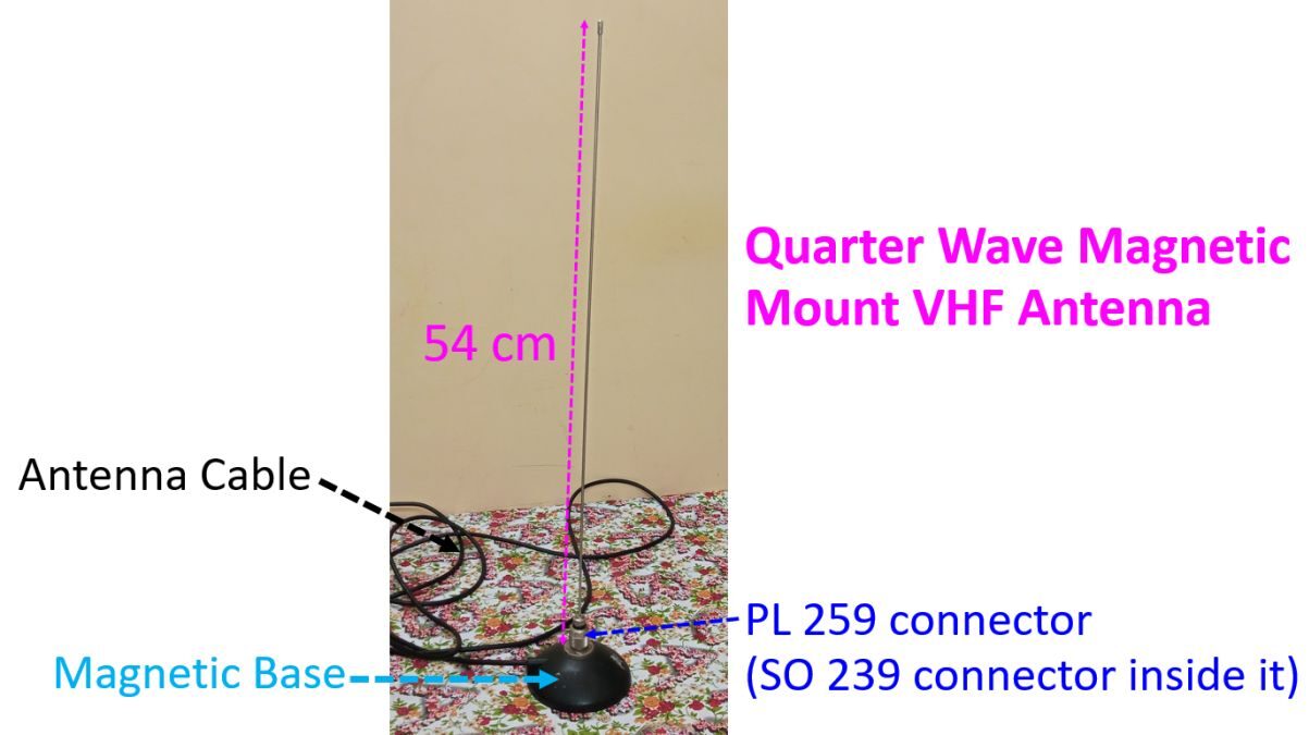 Quarter Wave Magnetic Mount VHF Antenna