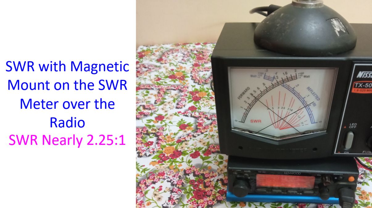 SWR with Magnetic Mount on the SWR Meter over the Radio