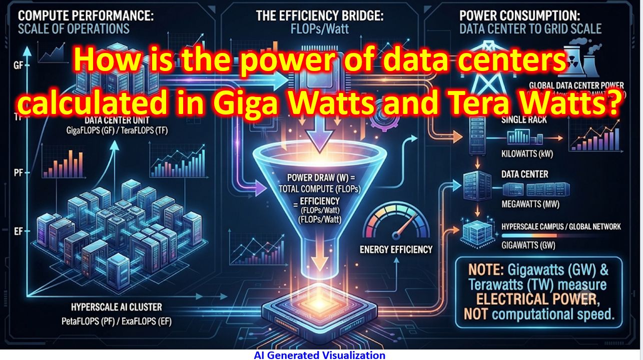 How is the power of data centers calculated in Giga Watts and Tera ...